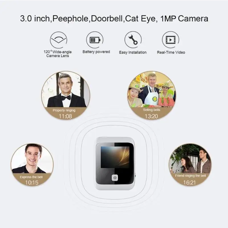  3.0 inch Digital LCD Peephole Viewer Eye Doorbell 170 Degree Wide Angle Digital HD Eye Video Record