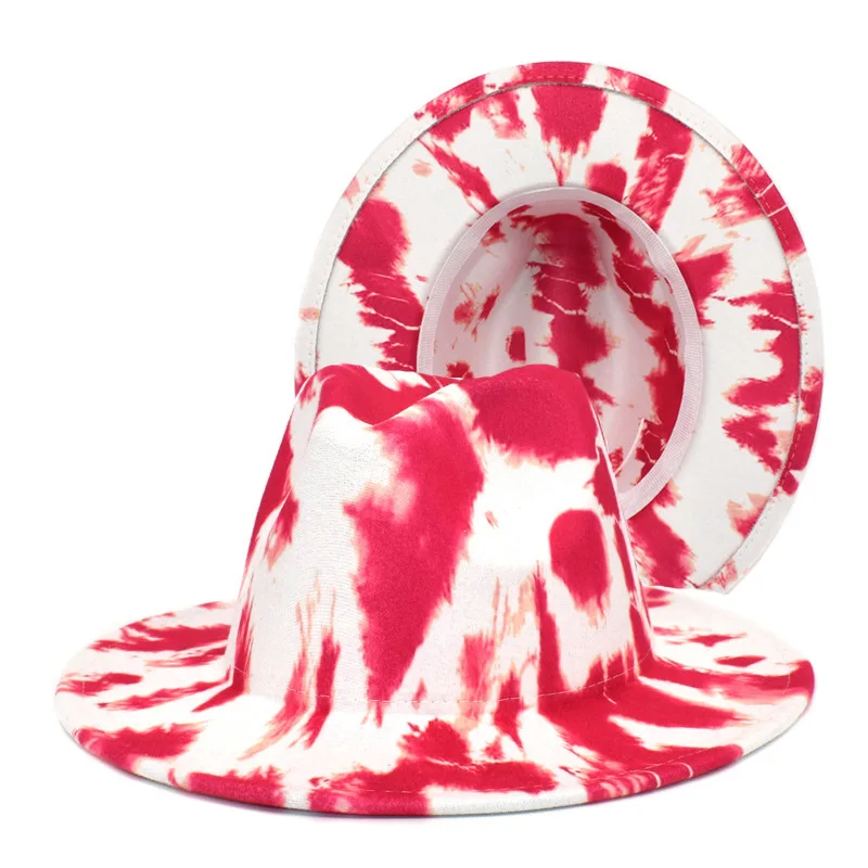 Fedora tie-dye gradient color felt bucket hat jazz top bucket flat brim big brim hat baseball cap ladies summer hat men's grey fedora Fedoras