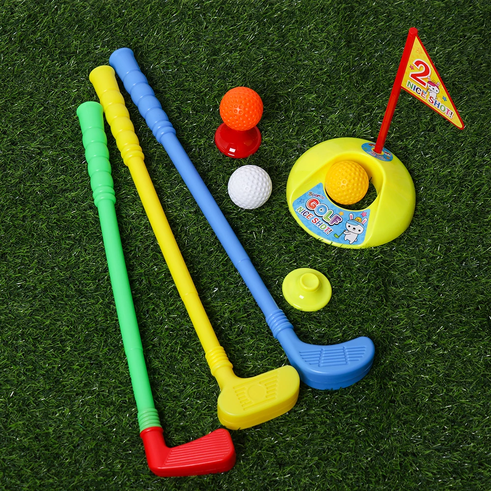 9PCS/Set Golf Set Kids Children Indoor Outdoor Multicolor Ball Golf Ball Bar Hole Game Kit Practice Toy Supplies Sports Equipmen