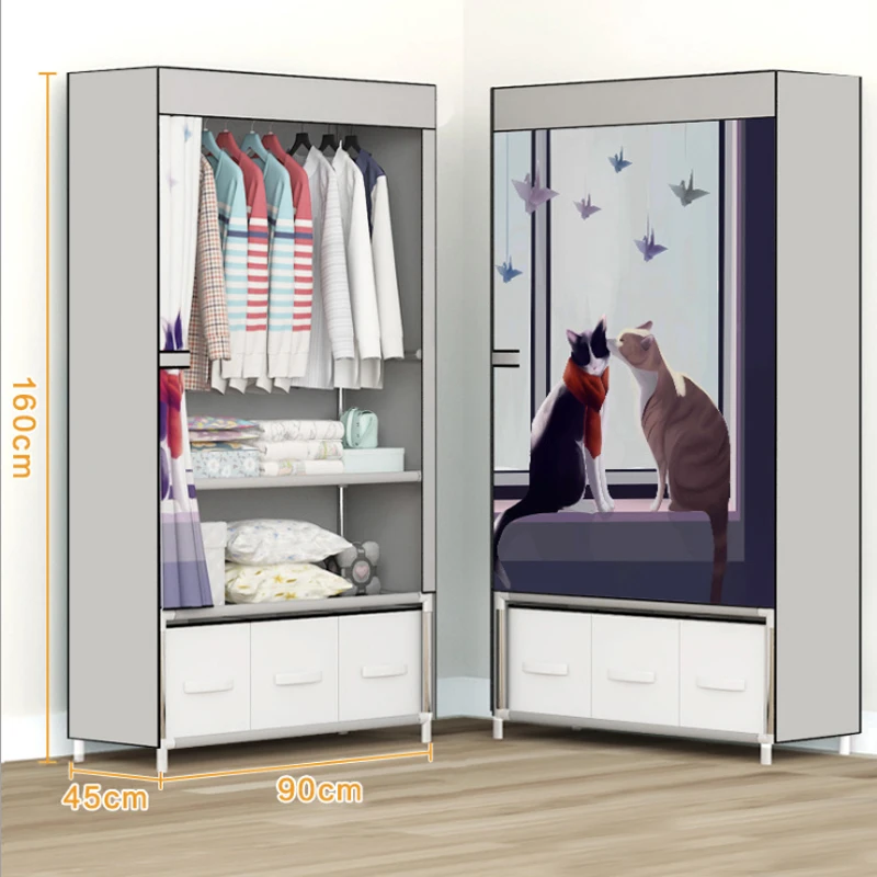 Bedroom Multipurpose Fold Portable Oxford Cloth Home Furniture Wardrobe Cats Storage Metal Shelf Organizer Cabinet Dustproof Bedroom Multipurpose Fold Portable Oxford Cloth Home Furniture Wardrobe Cats Storage Metal Shelf Organizer Cabinet Dustproof