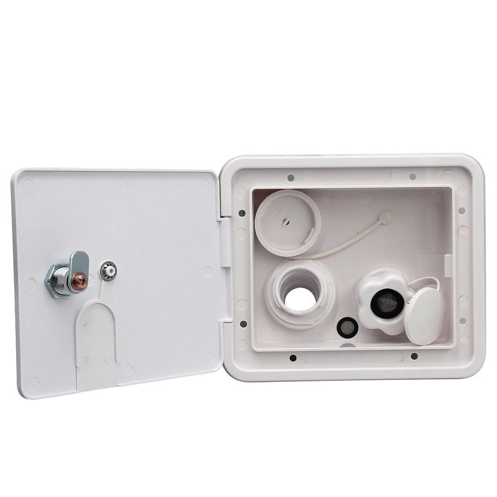 Gravity City Fresh Water Fill Hatch Inlet Dish Check Valve for RV Trailer Marine - Looking Style with Keys - White #2