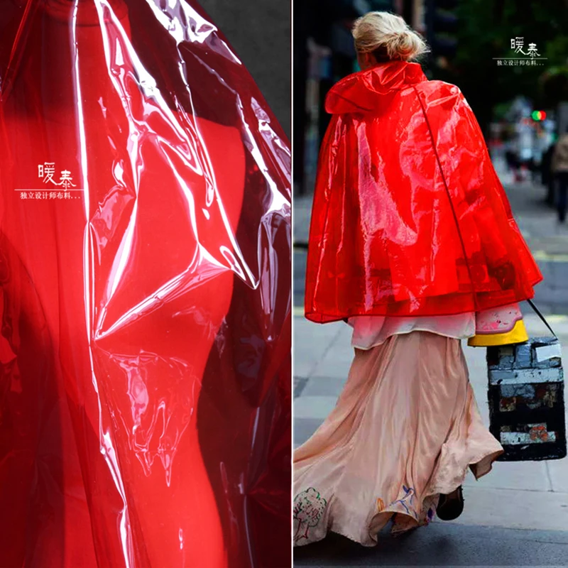 red clear raincoat