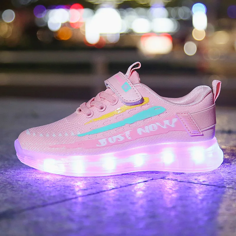 Размеры 25-35, Детские светящиеся кроссовки с подсветкой, повседневная обувь на липучке, светодиодный светильник, детская обувь для мальчиков и девочек, светящиеся кроссовки
