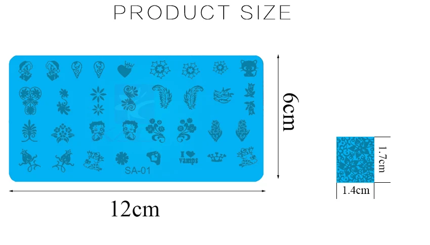 Горячая 1 шт. красивый дизайн металлический дизайн ногтей печать изображения Штамповка шаблон штамп пластина SA серия Штамповка пластина для дизайна ногтей