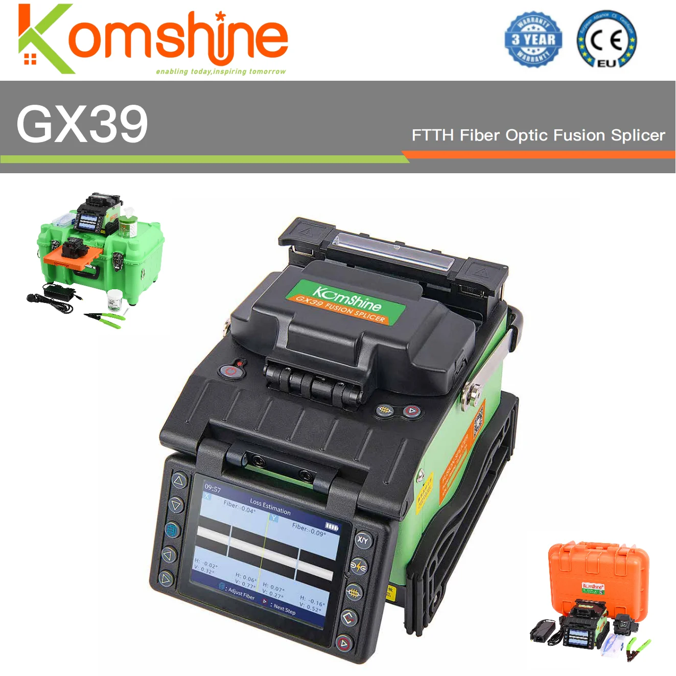 Original Komshine GX39 Mulit Language Fusion Splicer V groove Core/Clad