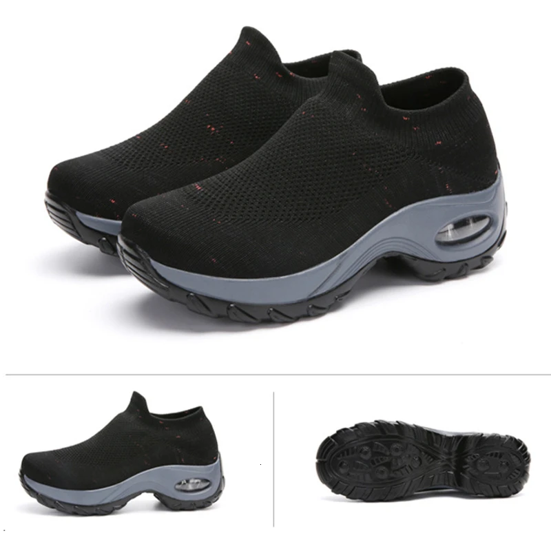 Black Red Женская обувь для тенниса; кроссовки на платформе; Spor Ayakkabi Bayan; спортивная однотонная дышащая обувь; zapatos mujer - Цвет: Black Red