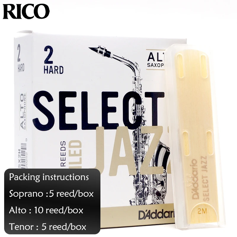 Saxophone Reeds D&rsquo;Addario RICO Eb alto Bb tenor soprano SELECT JAZZ UNFILED and FILED