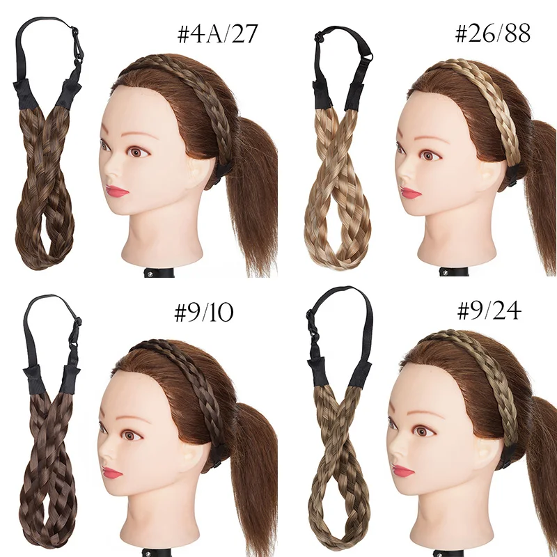 BENEHAIR Synthetic Braided Headbands Fake Hair Plaited Hair Band Braiding Hair Accessories Hair Extension Hairpiece For Women