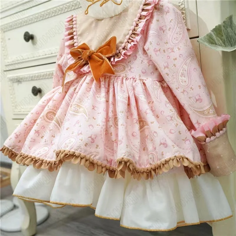 

Autumn Winter Spanish Girls Dress New Children's Long Sleeved Princess Dress Girls Court Style Party Birthday Christmas Dress