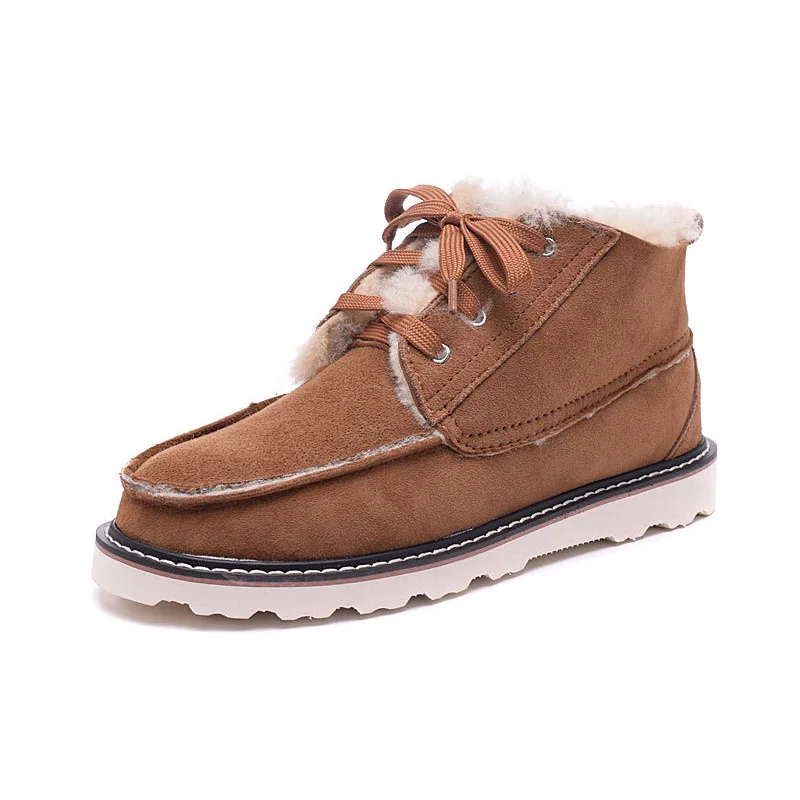 MEIKI/модные зимние мужские ботинки наивысшего качества на шнуровке; зимняя обувь из натуральной овечьей кожи; Натуральная шерсть; ботильоны на меху; размеры 39-44