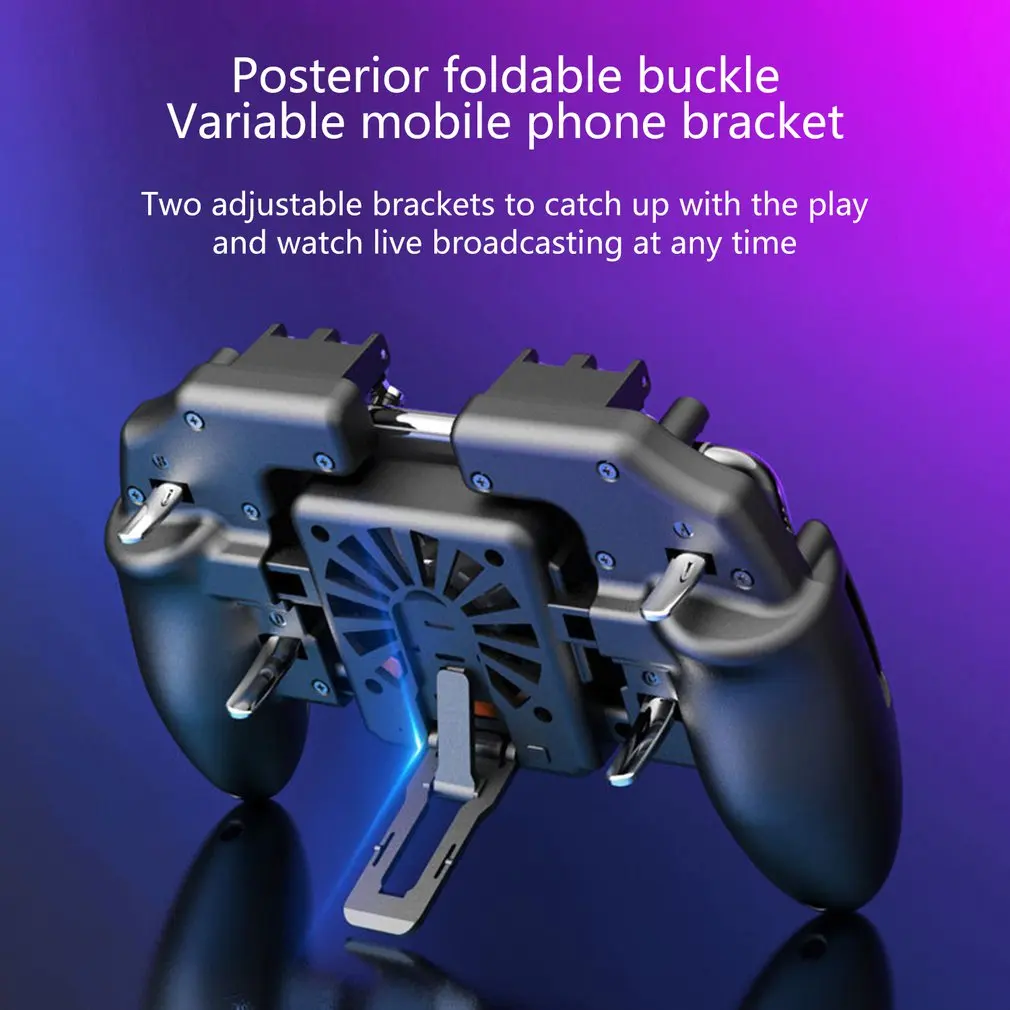M11 Six Finger PUBG Mobile Game Controller Gamepad Trigger Aim Button L1 R1 Joystick with Cooler Cooling Fan