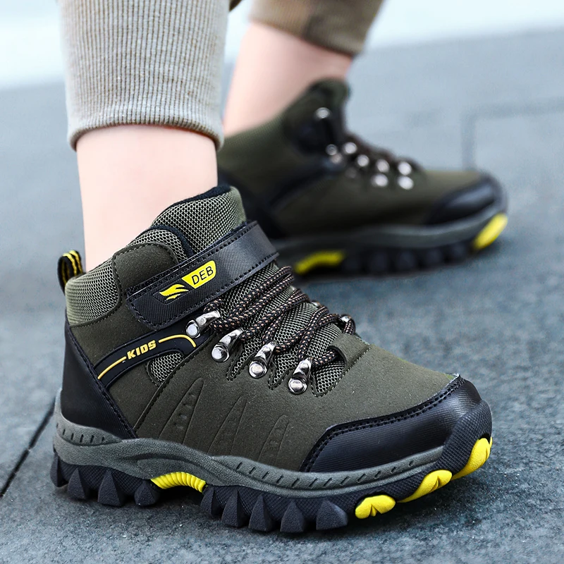 

Otoño/Invierno 2019 botas de Trekking para niños zapatos deportivos de marca superior para niños verde del ejército zapatilla de excursión para jóvenes al aire libre