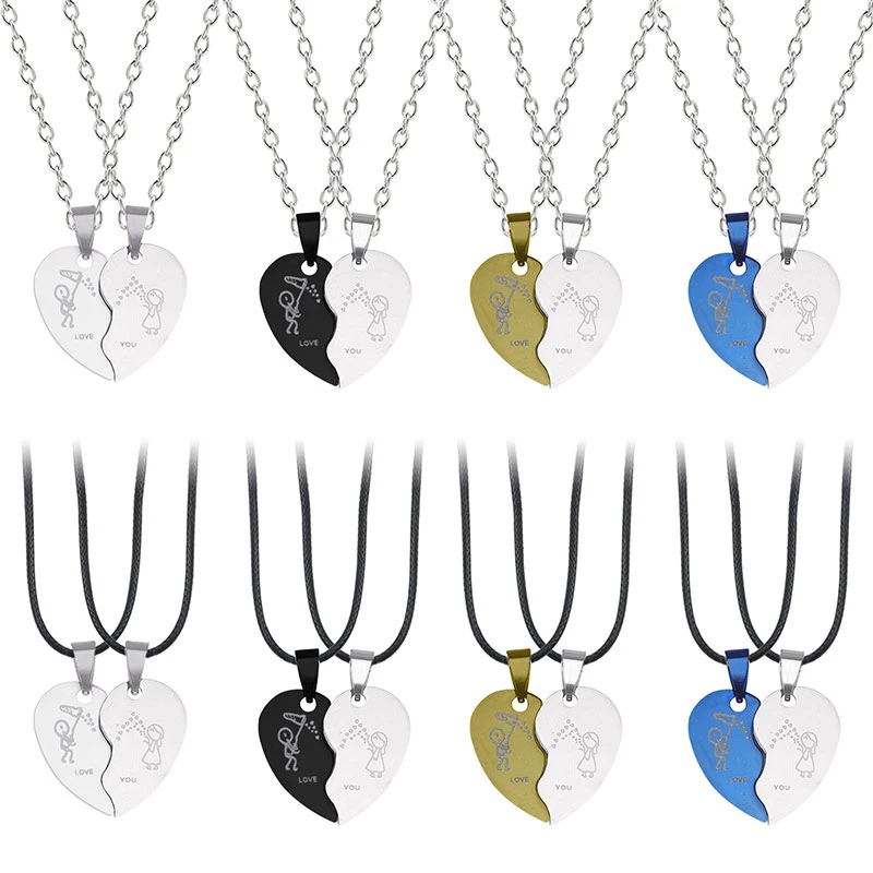 Ожерелье из двух частей для пары цепочка нержавеющей стали с подвеской в форме