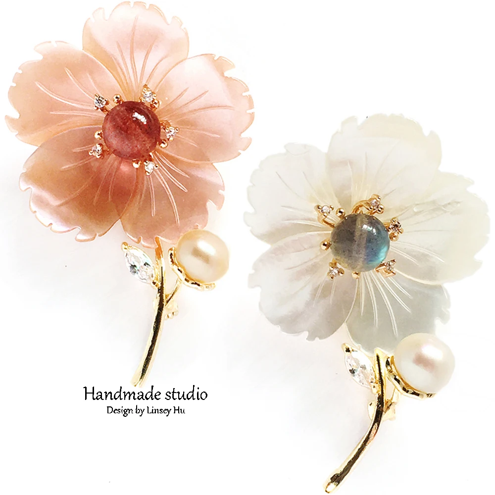 La MaxZa Flower Brooches Jewelry Romantic Freshwater Pearls Brooches Women Fashion Trendy Christmas Gift Handmade XZ2002