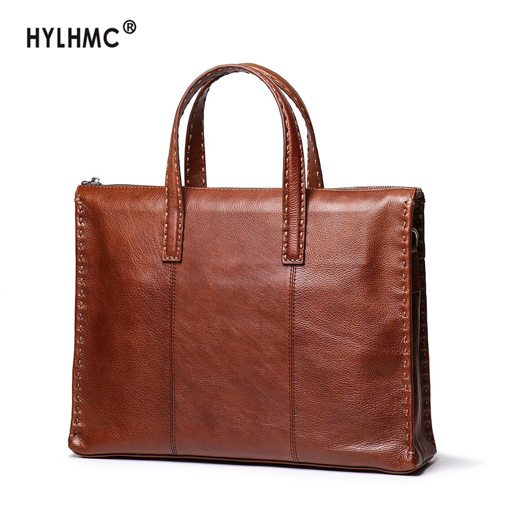 

Factory New Style handbag Men's bag Genuine Leather Weaving Portable Briefcase men Crossbody Bag Large Capacity Computer Bags