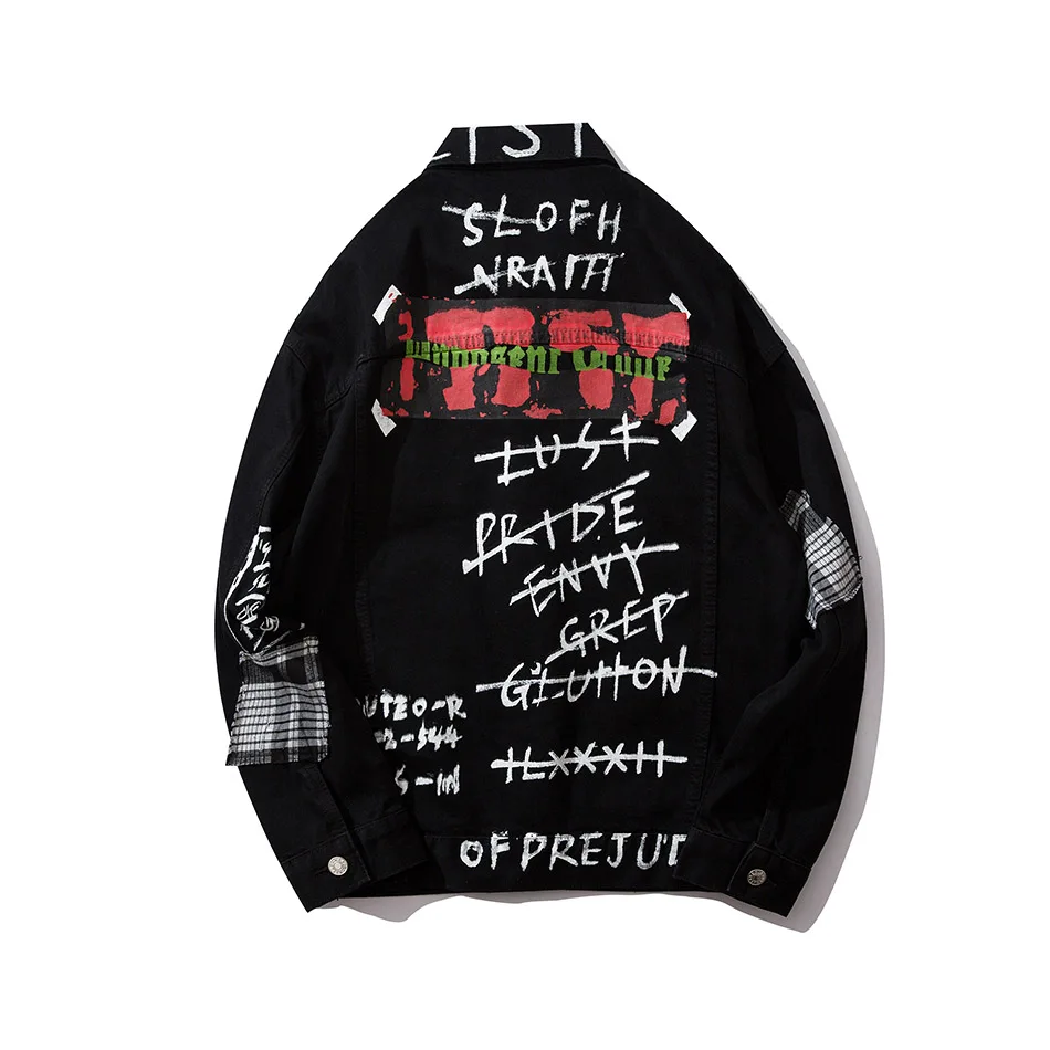 Harajuku оригинальная Мужская джинсовая куртка с буквенным принтом Jaqueta Masculino джинсовая куртка Chaqueta Hombre куртка-бомбер