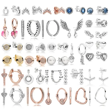 

High Quality 925 Sterling Silver Fashion Earrings with Original Stenciled Wedding Party Evening Woman Jewelry Gift