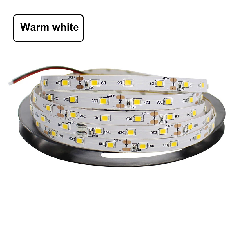 DC12V СВЕТОДИОДНАЯ лента SMD 2835, гибкий светильник, не водонепроницаемый, 60 Светодиодный s 5 M, 11 кнопок, Радиочастотный пульт дистанционного управления, 12 В, 2 А, блок питания - Испускаемый цвет: Warm white 5m