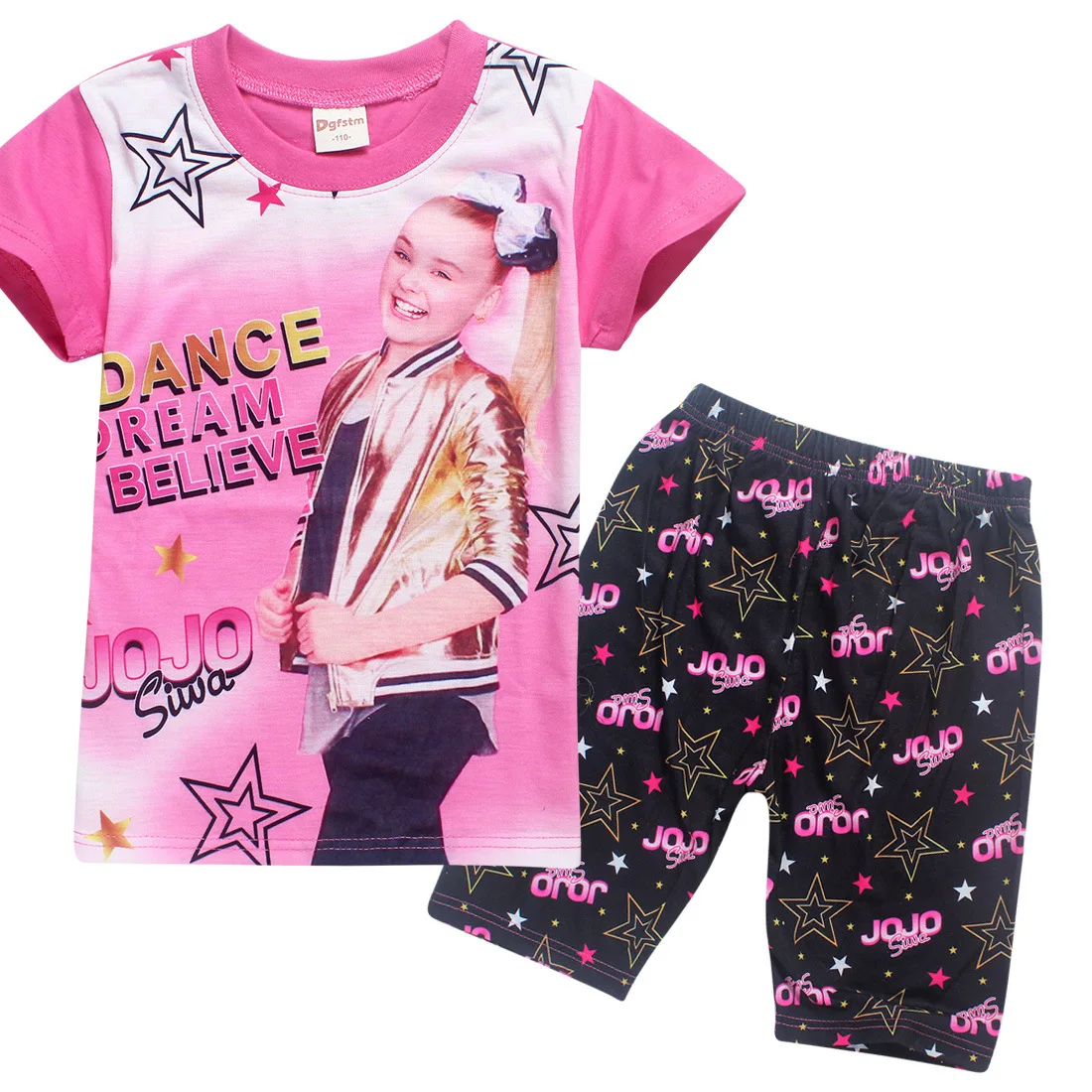 JOJO Siwa/Розовая Одежда для маленьких мальчиков комплекты из футболки и шортов с