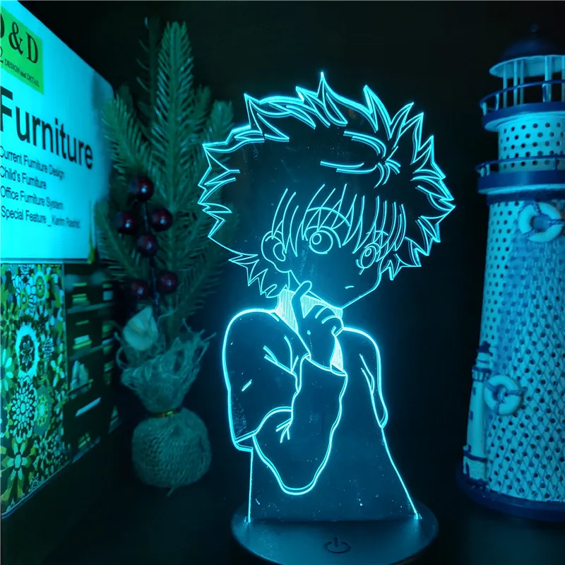 Hunter X Killua Zoldyck Сапожки в стиле ночные огни 3d светодиодный аниме лампа для детей