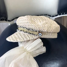 Британский стиль, Женский Осенний берет, винтажная Классическая соломенная плетеная шляпа, художника, художника, студента, козырьки, восьмиугольная кепка