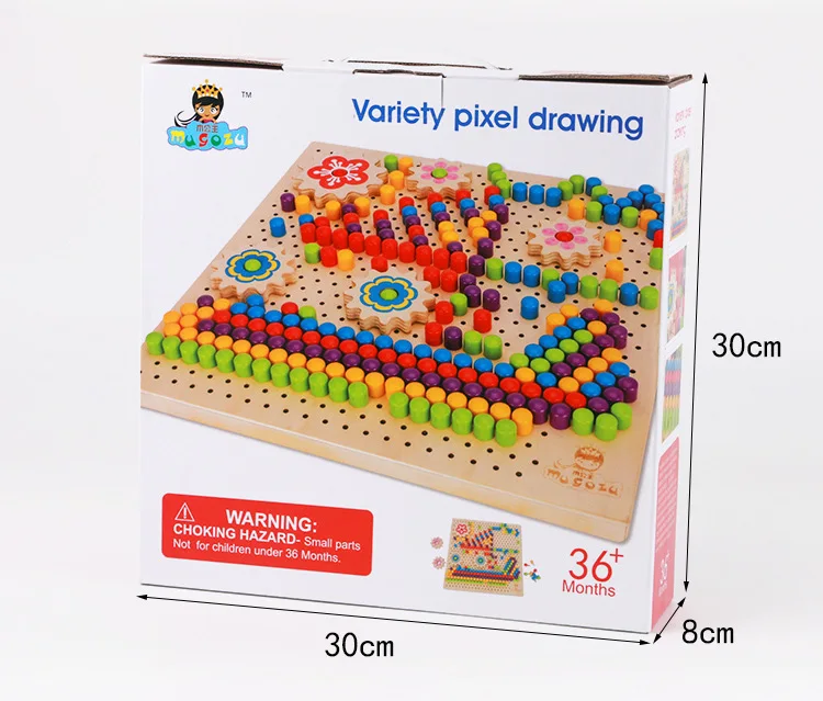 Деревянная мозаика Peg доска головоломка грибные ногти Peg Пазлы раннее образование игрушки для интеллектуального развития для детей