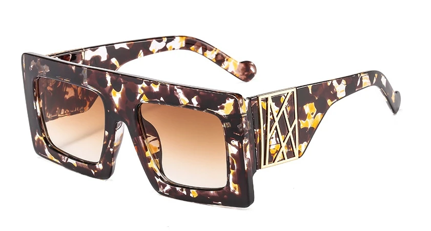 46252 Большие Квадратные ретро солнцезащитные очки для мужчин и женщин модные очки UV400 Винтажные Очки - Цвет линз: C51 tea floral