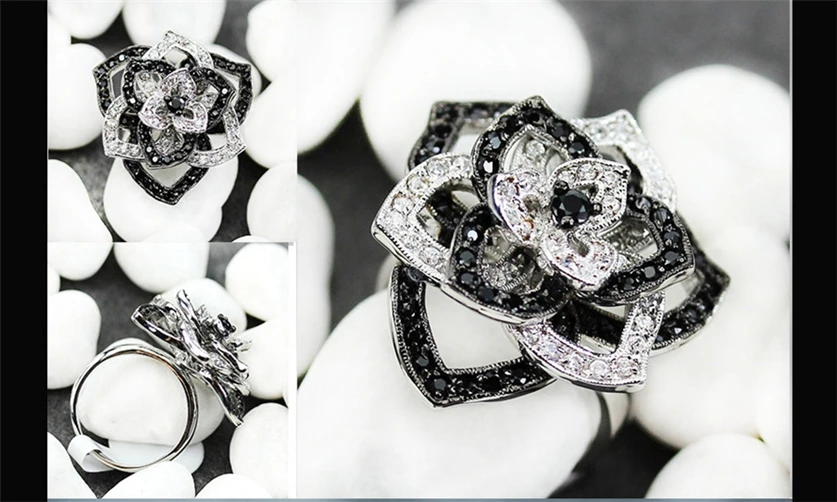 Fleure ESME Роскошные винтажные свадебные кольца, ювелирные изделия для женщин, белый и голубой кубический цирконий с родиевым покрытием R920 Размер 6-10 11 12 13