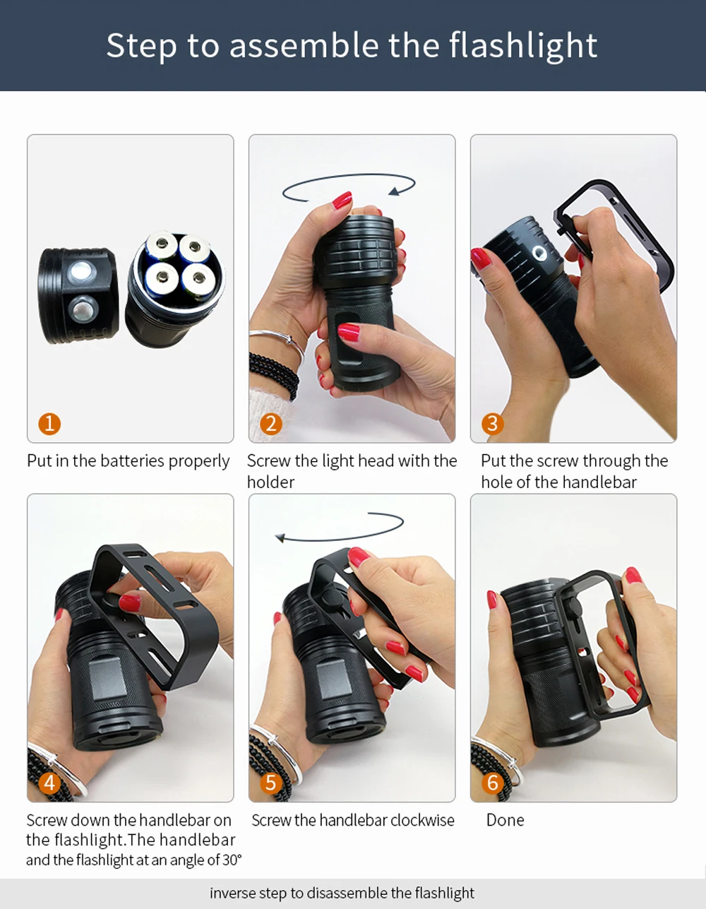  Ultra Bright Diving Flashlight LED Scuba Underwater 500M LED Dive Torch Light Waterproof Photograph - 4000117240093