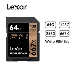 100% оригинал Lexar 667x sd-карта tarjeta de memory SDXC класс 10 64 Гб 128 ГБ 256 ГБ C10 U3 UHS-I хаста 100 МБ/с./с карта SD