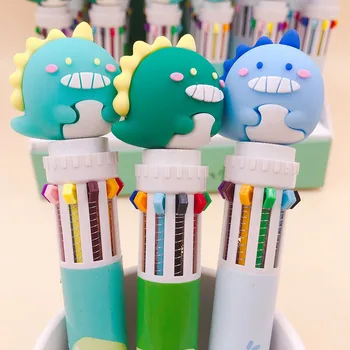 

10 Colors Cute Animal Cartoon Ballpoint Pen Plastic Dinosaur Little Monster Mark Writing School Stationery Office Pen Papelaria