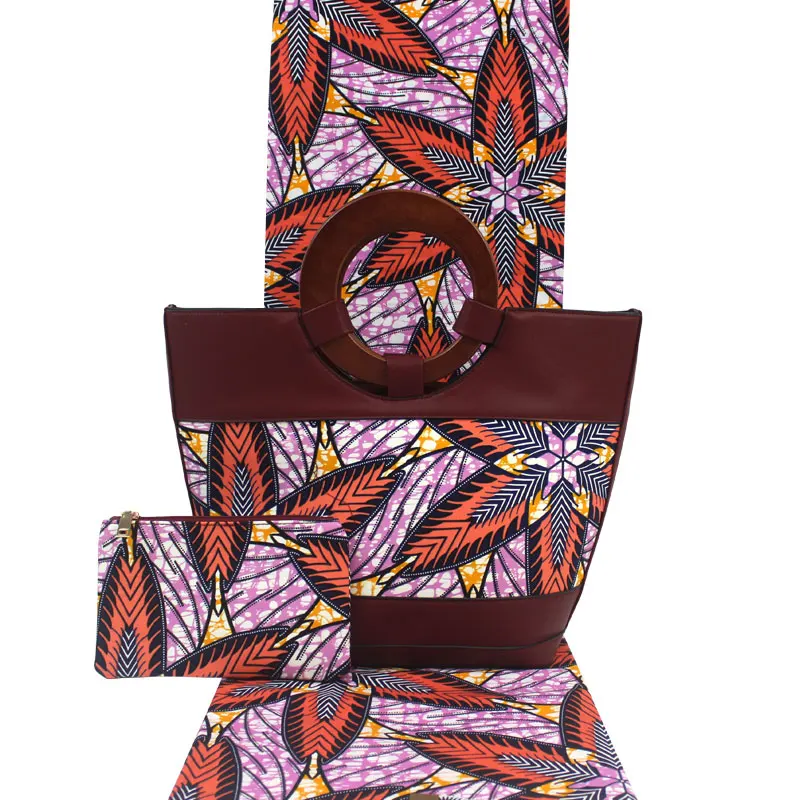 Африканская восковая Сумочка, набор, африканская восковая сумка с настоящей голландской вощеной тканью, 6 ярдов, хлопок, для женской сумки H1903250 - Цвет: 12