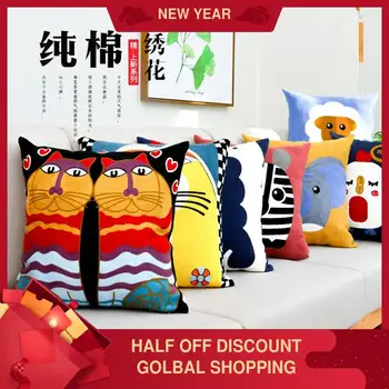 

Pillow Simple Cute Throw Pillowcase Sofa Cotton Creative Animal Bedside Cushion Office Car Back