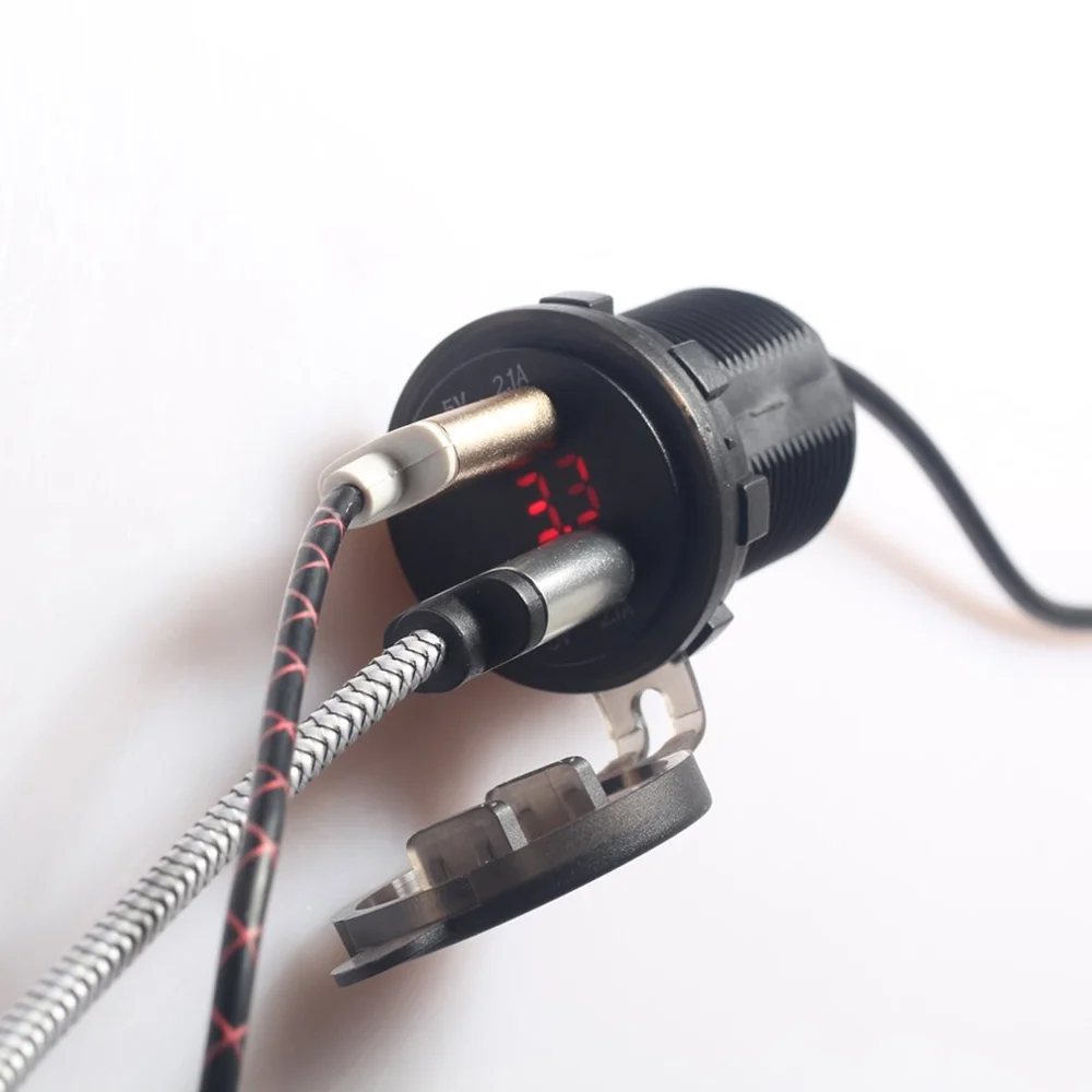 Морской автомобиль и Мотоцикл Универсальный 12 В Usb Автомобильное зарядное устройство прикуриватель розетка со светодиодным цифровым дисплеем