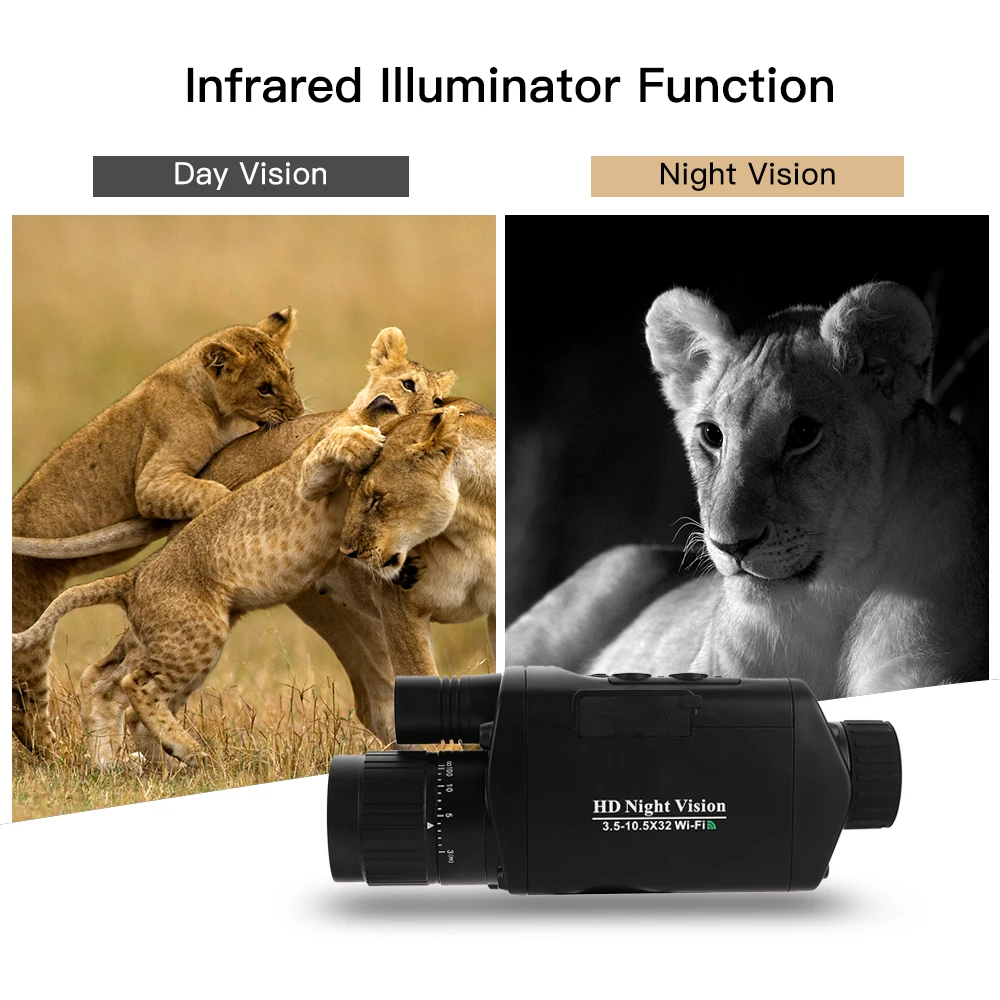 

Hot New 3.5-10.5x32 WIFI Digital Monocular Telescope Hunting Night Visions Powerful Infrared Night Vision Military Tactical Mono