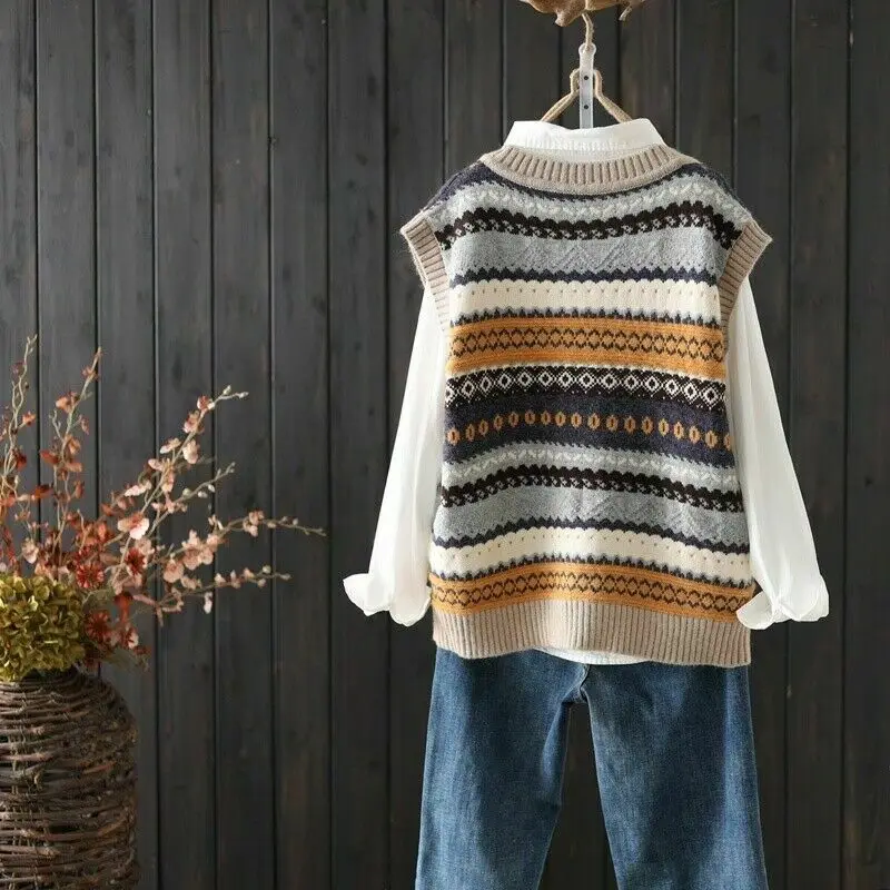 Women Fashion Oversized Knitted Vest 