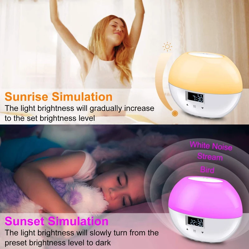 Модный-будильник Sunrise, обновленный умный светильник Wake Up с 9 цветами для детей, имитация восхода солнца и режим сна Ночной свет