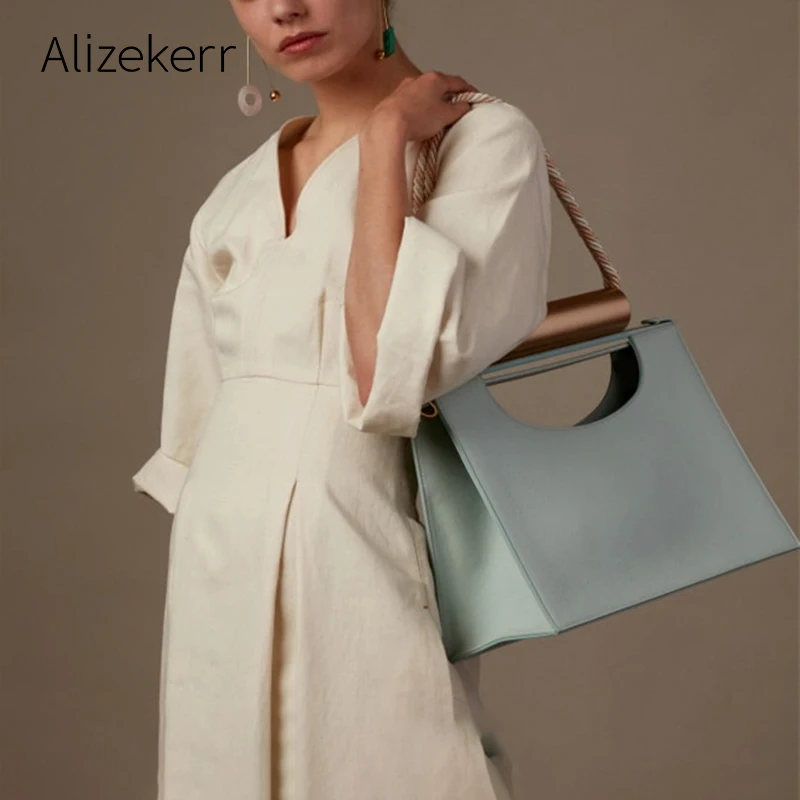 Золотая металлическая ручка с кольцом, Женская Ретро Роскошная брендовая новая дизайнерская однотонная большая сумка на плечо, Женская персональная Высококачественная сумка