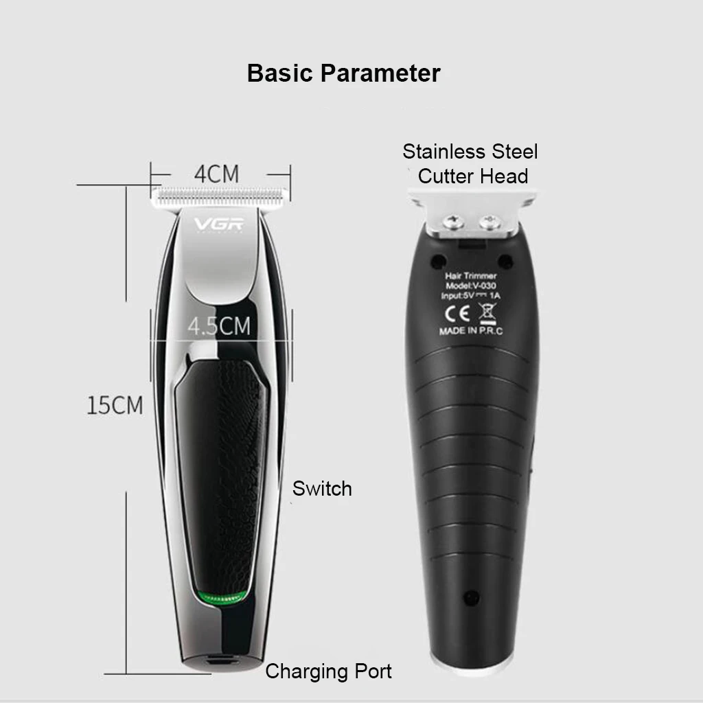 VGR Electric Mens Hair Clipper Beard Shaver USB Rechargeable Cordless Trimmer Safe Grooming Kit With 5 Combs for Men 030
