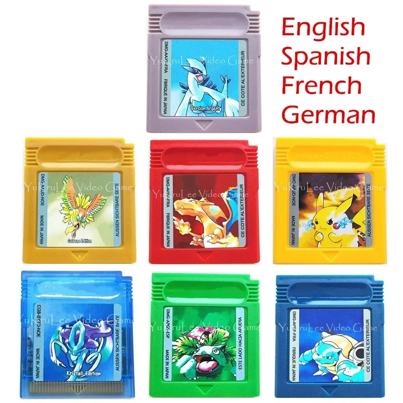Pokem Gold/Silver/Yellow/Red/Blue/Crystal Green 16 Bit Video Game Memory Cartridge Card for Nintendo GBC GBA NDS 3DS Consoles - ANKUX Tech Co., Ltd