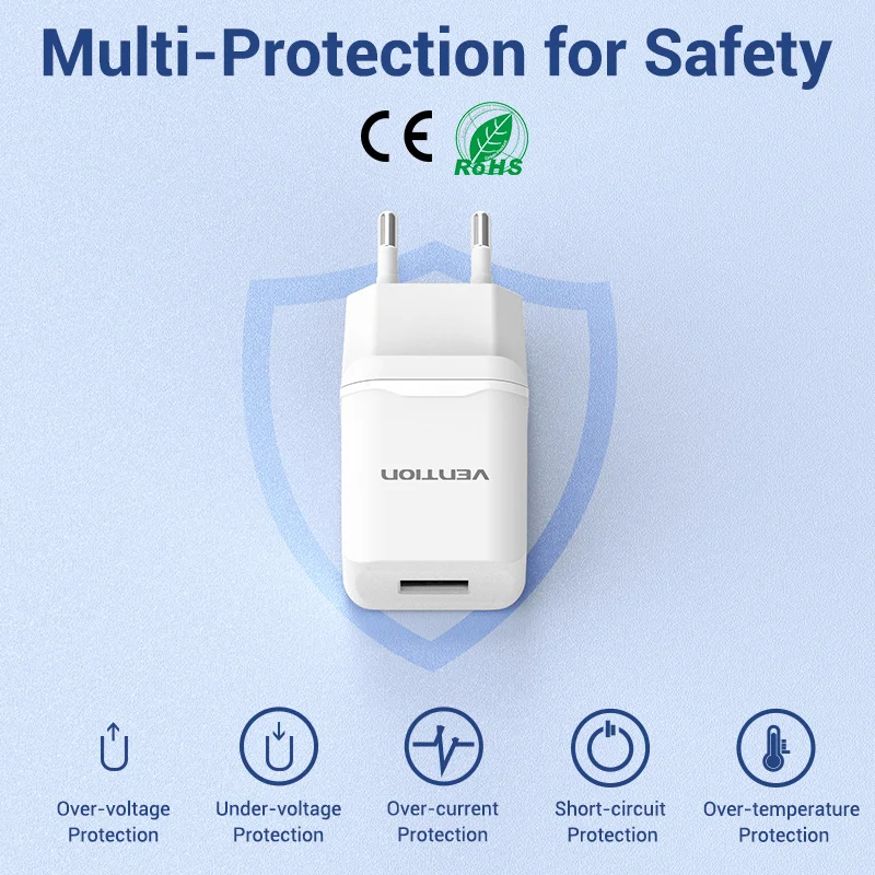 Vention 5V 2.1A USB зарядное устройство для iPhone XS 8 7 iPad быстрое настенное EU адаптер Samsung S9