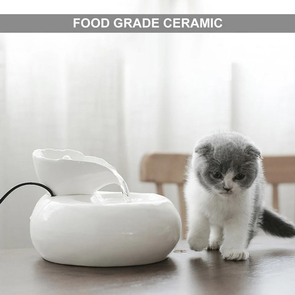 

Smart Ceramics Cat Drinking Feeder Automatic Circulating Water Feeder Pet Water Dispenser 3D Fountain Water Basin