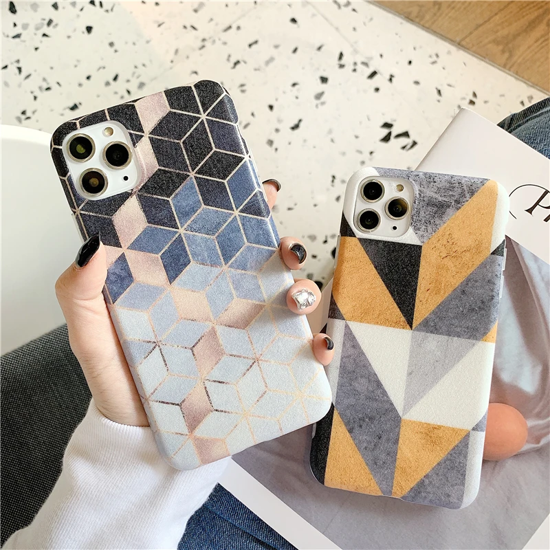 Модный Шелковый принт ромб матовый чехол для телефона для iphone 7 6 8 Plus X 11 11Pro Max ретро мягкая крышка IMD Coupels чехол s