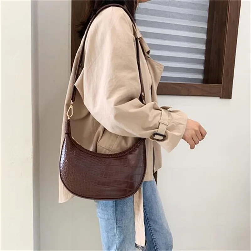 Сумки через плечо для женщин Новая мода PU Bolsa Feminina с крокодиловым узором через плечо маленькая сумка Хобо Сумка пельменья
