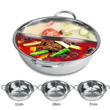 3 maten Staal Hot Pot 2 Compartimenten Smaak Verdeeld индуктивность Gasfornuis Polijsten Soep Koken Pot кухонные горшки