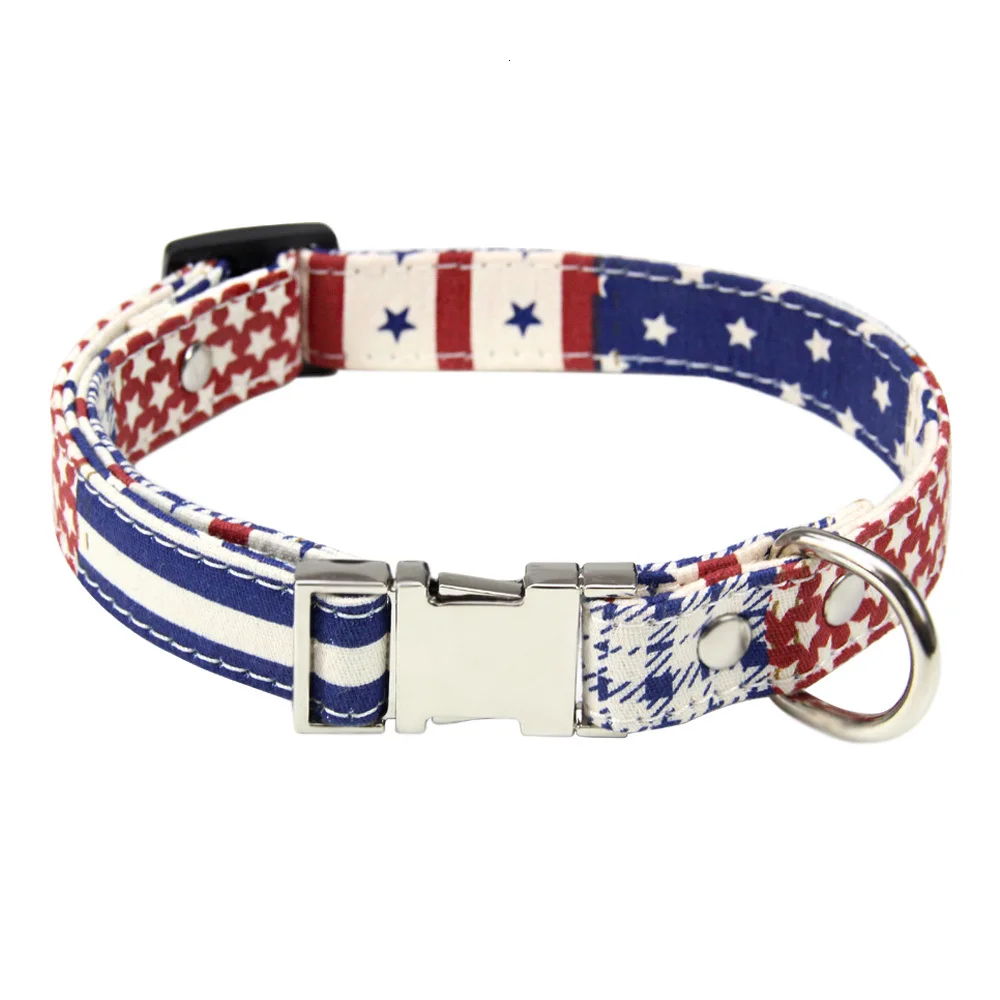 BlueStarDogCollar Новое поступление, регулируемый ошейник для собак, мягкий зашифрованный брезентовый ошейник для щенков, поводок для собак, для маленьких, средних и больших, аксессуары для собак и кошек - Цвет: BlueStarDogCollar