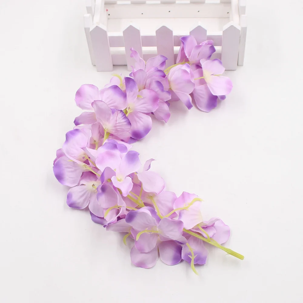 Wholesale 10pcs Rattan Strip Wisteria Artificial Flower Vine For Wedding Home Party Kids Room Decoration DIY Craft Fake Flowers - Цвет: Фиолетовый