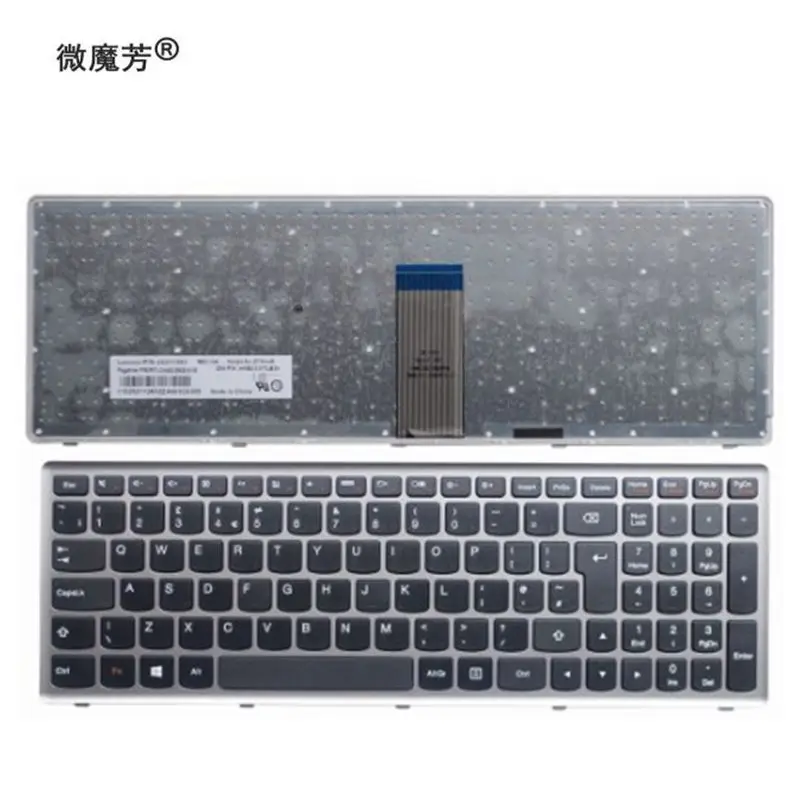 Великобритания клавиатура для lenovo Ideapad Z710 U510 Клавиатура ноутбука серебряная