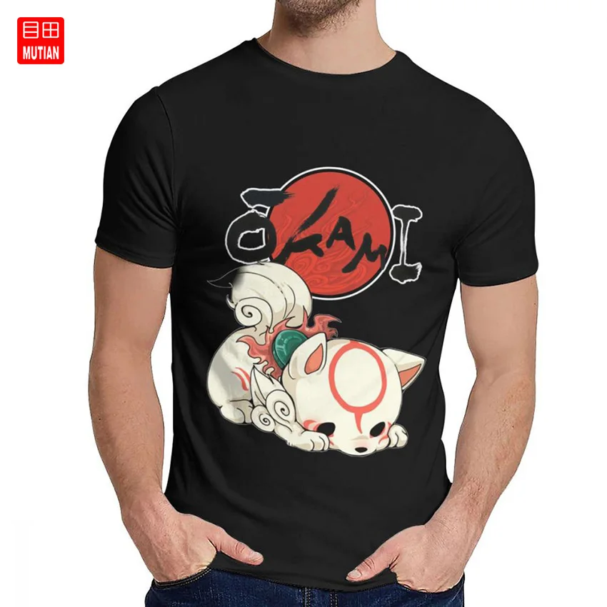 Аниме Okami Amaterasu футболка унисекс стильная из органического хлопка с круглым