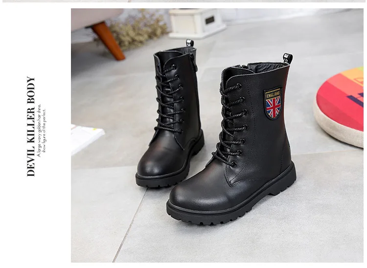 Ботинки Martin в стиле милитари для мальчиков; ботинки для девочек; сезон весна-осень; модели; Детские Зимние Бархатные ботинки из хлопка